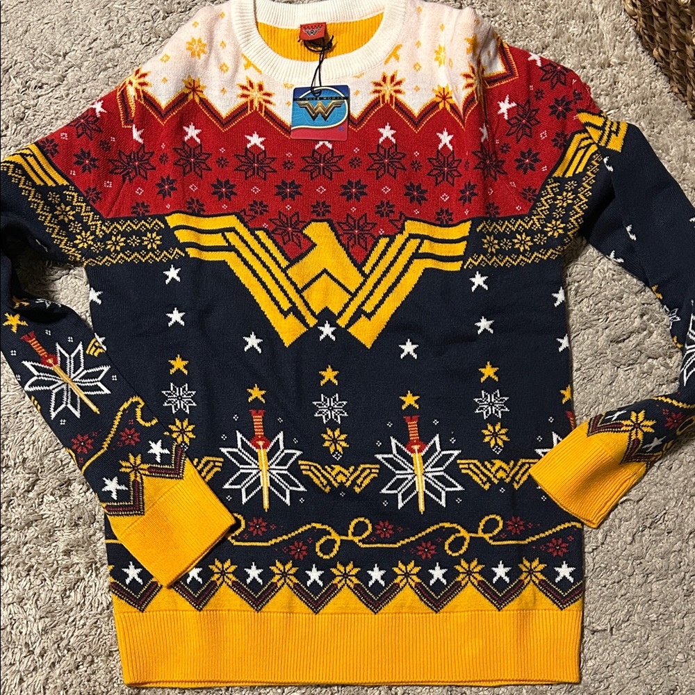 DC Wonder Woman ugly Christmas sweater with tags. Size M
